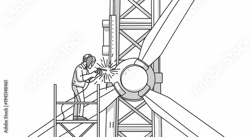 Man working on large metal structure.