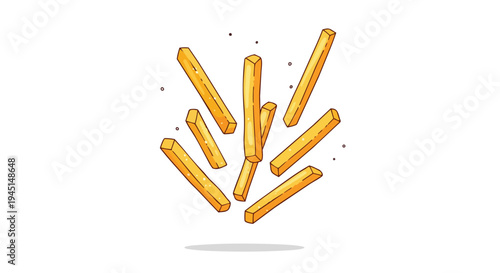 Floating French Fries Illustration