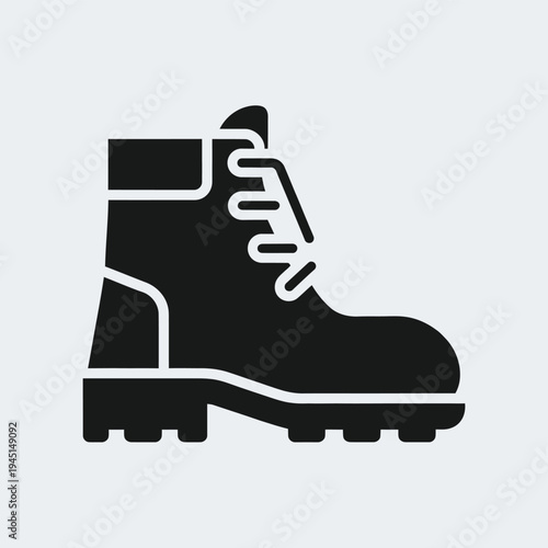 A detailed illustration of a sturdy hiking boot with a thick sole and laces isolated on white background, Vector, illustration
