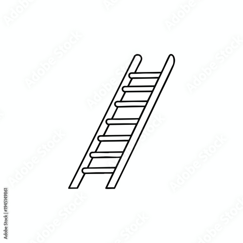 A black outline drawing of a wooden ladder on a white background