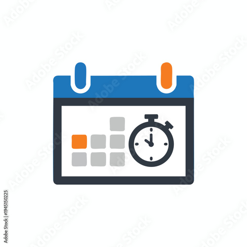 Calendar with clock icon, symbolizing time management and scheduling