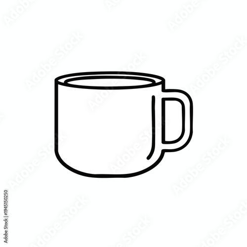 Simple black outline of a white mug on a white background