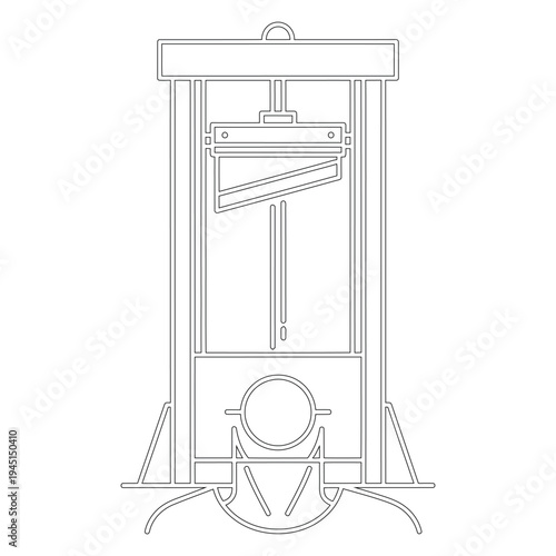 Guillotine paper cutter with wheel base and handle line black and white