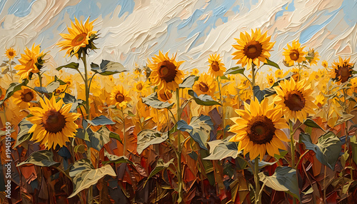 sunflower painting style illustration