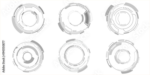 Vector illustrations of set of head up display,User interface for game and digital technology background.
