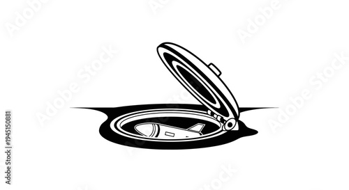 Open compact powder makeup case.