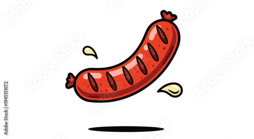 Grilled Sausage Cartoon Illustration