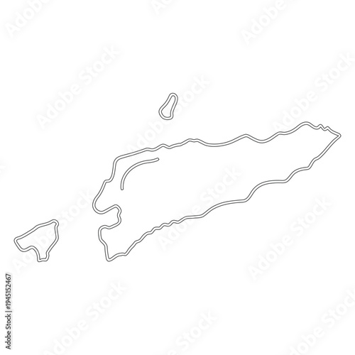 Minimal black line of an island and smaller landmasses simple black lines