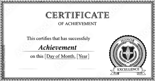 formal achievement certificate with a decorative seal