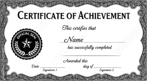 formal achievement certificate with a decorative seal