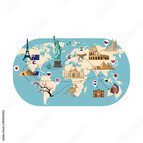 World Map Travel Destinations: Iconic Landmarks & Global Journey