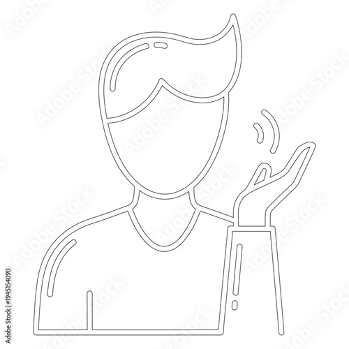 Minimal line faceless person gesturing with one hand minimalist simple gesture