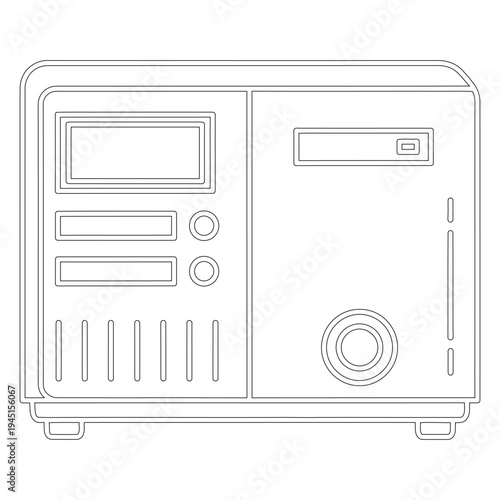 Minimal line of a computer tower line minimal technology electronics desktop