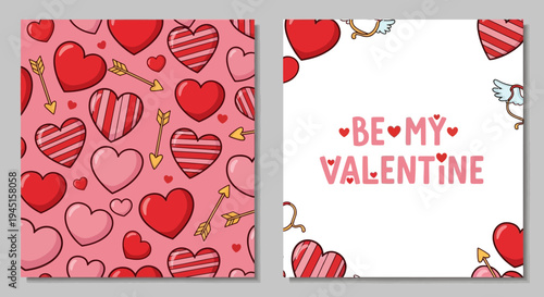 Valentine's Day greeting card design template.