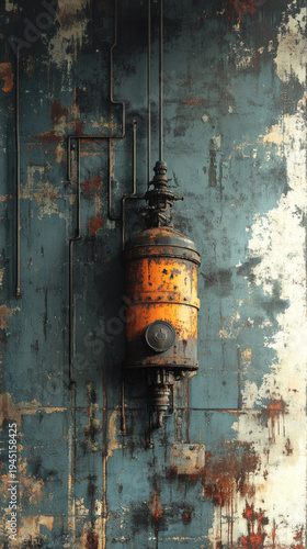 Create a brushed steel depiction of a power plant