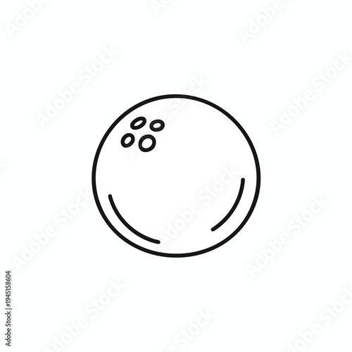 Minimalist outline drawing of a bowling ball with thumb and finger holes