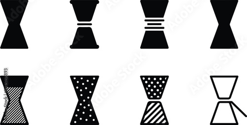 Chess pawn icons set in flat design vector illustration with striped and polka dot patterns scalable graphic