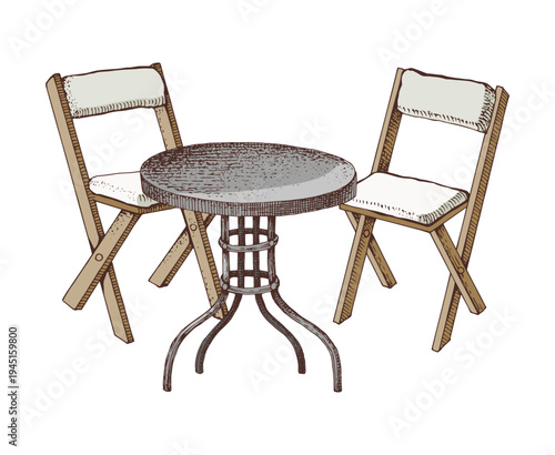 Garden furniture hand drawn set vector