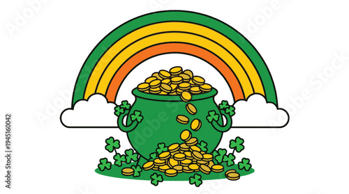 Discover the legendary pot of gold at the end of a bright rainbow, an enchanting symbol of luck, prosperity, and a bountiful future