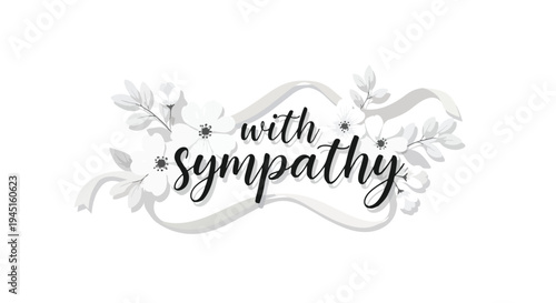 A heartfelt visual message of comfort and solace expressed through a beautiful arrangement of delicate white flowers and subtle grey ribbons