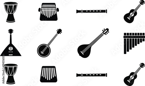 Musical instruments icon set flat design vector illustration isolated on white background scalable graphic