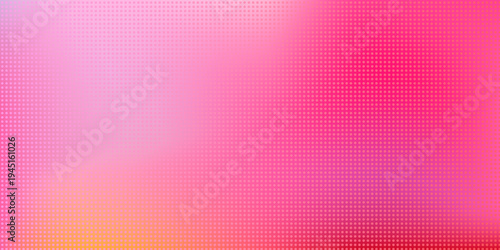 ピンクと赤のグラデーションに白いドットを配置した抽象背景。ドットの密度で描くモダンな幾何学パターン