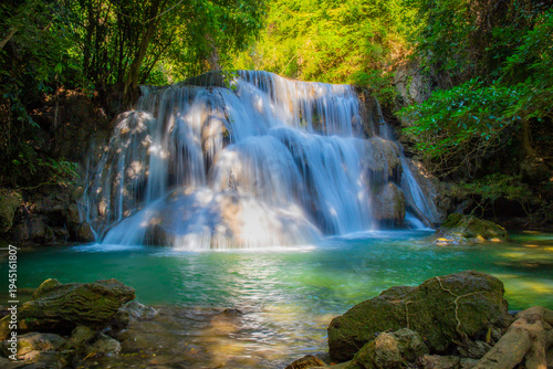 Принти на полотні Landscape of Huai Mae Khamin waterfall Srinakarin Is a waterfall in the deep forest at Kanchanaburi, Thailand