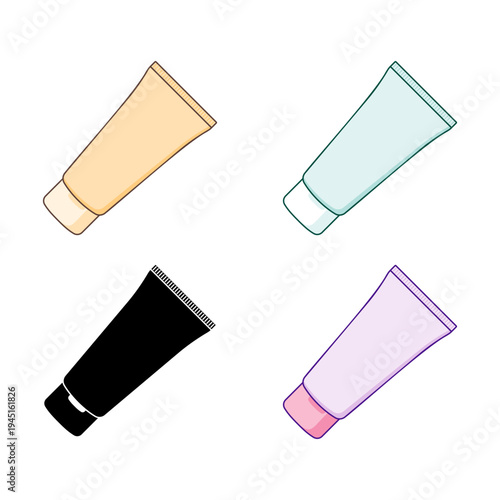 Cosmetic plastic tubes icons set, without background