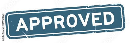 A blue rectangular stamp displaying the word approved in white letters