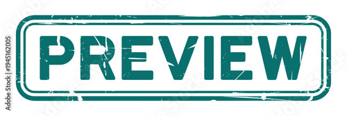 A teal preview stamp within a rectangular border showing a distressed texture