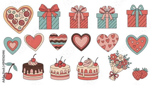 Valentine's Day celebration with gifts and sweet treats on display