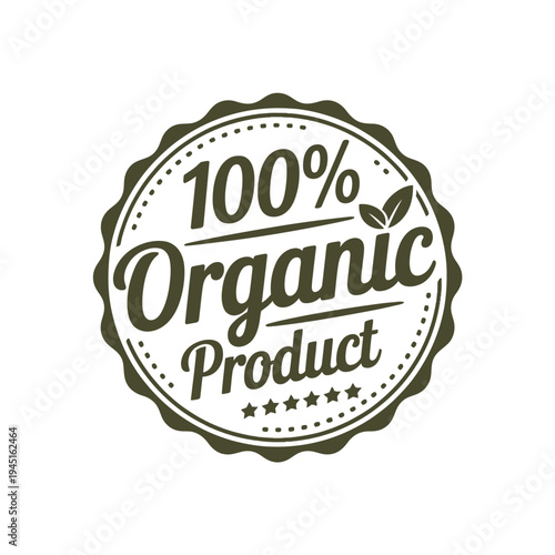 A circular olive green seal proclaiming a product as 100 organic