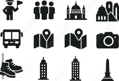 Modern urban lifestyle and travel vector icon set flat design illustration scalable graphic