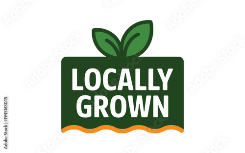 A green and orange logo featuring the word locally over grown with leaves