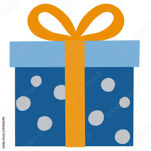 Wrapped Gift Box with Ribbon in Cute Flat Vector Style for Celebration Theme