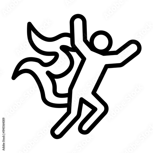 Accidental Burn Vector Line Icon Design