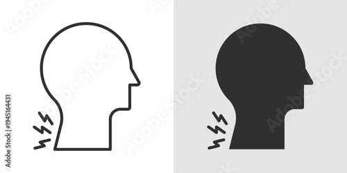 Neck Pain Icon representing cervical discomfort, muscle strain, posture-related pain, medical treatment, and wellness solutions for neck health.