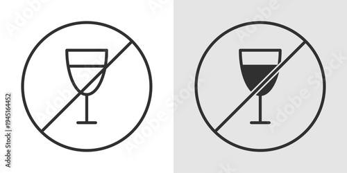 No Alcohol Icon representing alcohol-free lifestyles, sobriety, health awareness, responsible living, and promotion of wellness by avoiding alcoholic beverages.