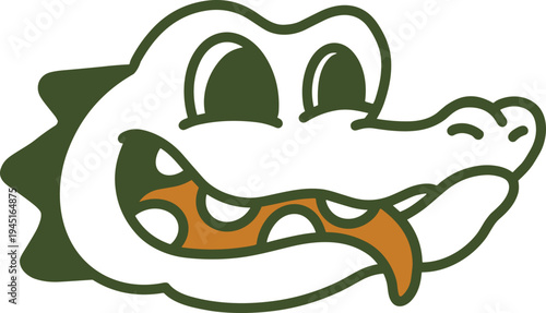 A playful cartoon crocodile with a friendly expression, suitable for children’s media, branding, and advertising.