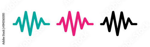 Colorful sound wave lines with different colors and amplitudes