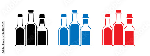 groups of bottles in different colors. set of bottles