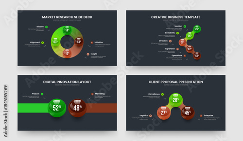 Project Portfolio 4 5 2 3 Step Infographic Frame Template Set. Modern Planning Four Five Two Three Element Graph Slide Layout Vector Illustration Bundle.