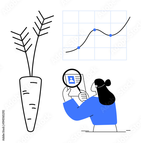Data analysis concept. Data ed with graphs, user identification, and growth. Data analysis for trend tracking, user insights, agriculture trends, education, and business growth