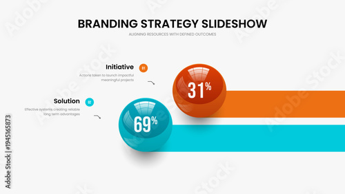 Modern Planning Two Element Chart Slideshow Template. Creative Report 2 Option Diagram Slide Design. Corporate Showcase Frame Layout Vector Illustration.
