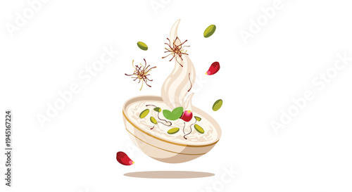 Traditional Indian Dessert Shrikhand with Saffron and Pistachio