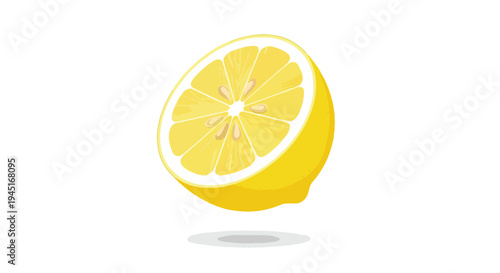 Vector Illustration of a Fresh Half Lemon Fruit Isolated on White Background
