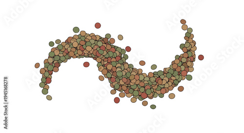 Abstract Swirl Pattern of Colorful Lentil Beans on White Background