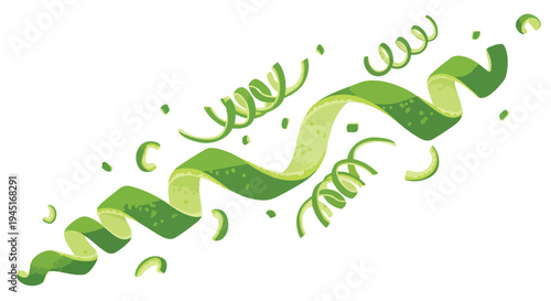 Fresh Green Lime Peel Spiral Twist Garnish Illustration