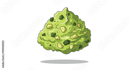 Cartoon Illustration of Fresh Guacamole Dip