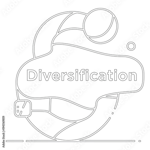 Minimal line of diversification concept with text and abstract shapes line minimal business concept finance